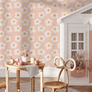 Cute Scandinavian Daisy Wallpaper with Peach Background Cute Scandinavian Daisy Wallpaper with Peach Background
