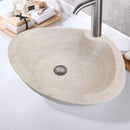 Natural Stone Light Travertine Special Shape Vessel Sink Honed and Filled (W)23,6" (L)17,7" (H)5.9" Natural Stone Light Travertine Special Shape Vessel Sink Honed and Filled (W)23,6" (L)17,7" (H)5.9"