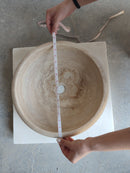 Natural Stone Light Travertine Vessel Sink (D)16" (H)6" Natural Stone Light Travertine Vessel Sink (D)16" (H)6"