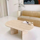 Troia Light Travertine Oval Shape Coffee Table Filled and Polished (W)24" (L)48" (H)16" Troia Light Travertine Oval Shape Coffee Table Filled and Polished (W)24" (L)48" (H)16"