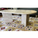 Troia Light Travertine Oval Shape Coffee Table Filled and Polished (W)24" (L)48" (H)16" Troia Light Travertine Oval Shape Coffee Table Filled and Polished (W)24" (L)48" (H)16"