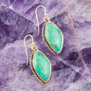 Lime Green Turquoise Golden Drop Earrings Lime Green Turquoise Golden Drop Earrings
