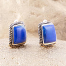 Roped Blue Lapis Golden Clip Earrings Roped Blue Lapis Golden Clip Earrings