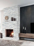 Palia White Dolomite 2"x4" Brick Split Face on 12" x 12" Mesh Mosaic Tile Palia White Dolomite 2"x4" Brick Split Face on 12" x 12" Mesh Mosaic Tile