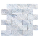 Palia White Dolomite 2"x4" Brick Split Face on 12" x 12" Mesh Mosaic Tile Palia White Dolomite 2"x4" Brick Split Face on 12" x 12" Mesh Mosaic Tile