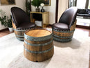 Wine Barrel Round Coffee Table Set with 2 Chairs - Rustic Whiskey Barrel Furniture Set - Handmade Solid Oak - Free Shipping Wine Barrel Round Coffee Table Set with 2 Chairs - Rustic Whiskey Barrel Furniture Set - Handmade Solid Oak - Free Shipping