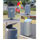 Premium Heavy Duty Outdoor Semi-Open Commercial Cylindrical Stainless Steel Garbage Trash Can With Ash Tray (SAK45215) Premium Heavy Duty Outdoor Semi-Open Commercial Cylindrical Stainless Steel Garbage Trash Can With Ash Tray (SAK45215)