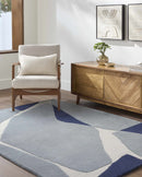 Robbins Modern Blue Wool Rug Robbins Modern Blue Wool Rug