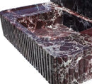 Rosso Levanto Marble Wall-mount Bathroom Sink Fluted Front with 8" Backsplash Rosso Levanto Marble Wall-mount Bathroom Sink Fluted Front with 8" Backsplash