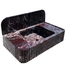 Rosso Levanto Marble Wall-mount Bathroom Sink Fluted Front with 8" Backsplash Rosso Levanto Marble Wall-mount Bathroom Sink Fluted Front with 8" Backsplash