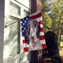 Blue Tick Coonhound with American Flag USA Flag Canvas House Size SC9625CHF Blue Tick Coonhound with American Flag USA Flag Canvas House Size SC9625CHF