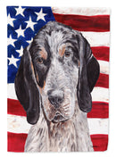 Blue Tick Coonhound with American Flag USA Flag Canvas House Size SC9625CHF Blue Tick Coonhound with American Flag USA Flag Canvas House Size SC9625CHF