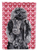 Black Standard Poodle Hearts and Love Flag Canvas House Size SC9698CHF Black Standard Poodle Hearts and Love Flag Canvas House Size SC9698CHF