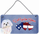 Woof if you love America Maltese Wall or Door Hanging Prints SS4994DS612 Woof if you love America Maltese Wall or Door Hanging Prints SS4994DS612