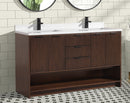 San Diego 55" Freestanding Bathroom Vanity Walnut San Diego 55" Freestanding Bathroom Vanity Walnut