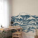 Ocean Wave Wallpaper Mural - Coastal Nautical Peel and Stick Wall Mural Ocean Wave Wallpaper Mural - Coastal Nautical Peel and Stick Wall Mural