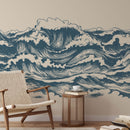 Ocean Wave Wallpaper Mural - Coastal Nautical Peel and Stick Wall Mural Ocean Wave Wallpaper Mural - Coastal Nautical Peel and Stick Wall Mural
