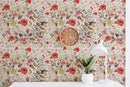 Red Floral Mural Wallpaper Red Floral Mural Wallpaper