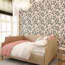 Pink Berry and Green Leaf Botanical Removable Wallpaper Pink Berry and Green Leaf Botanical Removable Wallpaper