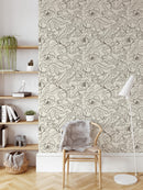 Elegant Line Art Peony Wallpaper Elegant Line Art Peony Wallpaper