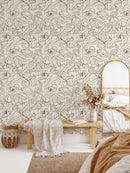 Elegant Line Art Peony Wallpaper Elegant Line Art Peony Wallpaper