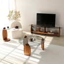 Solid Wood Glass Top Design Side Table - (W)14" (L)14" (H)21" Solid Wood Glass Top Design Side Table - (W)14" (L)14" (H)21"