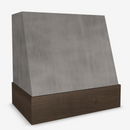 Stained Gray Wood Range Hood With Angled Front and Walnut Band - 30", 36", 42", 48", 54" and 60" Widths Available Stained Gray Wood Range Hood With Angled Front and Walnut Band - 30", 36", 42", 48", 54" and 60" Widths Available