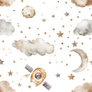 Spaceship Wallpaper For Boys - Soft Clouds and Stars Spaceship Wallpaper For Boys - Soft Clouds and Stars