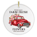Artistic Red Truck and Farm Flowers Christmas Ornament Artistic Red Truck and Farm Flowers Christmas Ornament