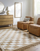 Tiria Diamond Checkered Jute Tasseled Rug Tiria Diamond Checkered Jute Tasseled Rug