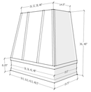 Stained Gray Wood Range Hood With Tapered Strapped Front and Block Trim - 30", 36", 42", 48", 54" and 60" Widths Available Stained Gray Wood Range Hood With Tapered Strapped Front and Block Trim - 30", 36", 42", 48", 54" and 60" Widths Available