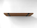 Thick Mahogany Shelf with Black Steel J Brackets Thick Mahogany Shelf with Black Steel J Brackets