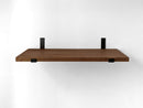Thick Mahogany Shelf with Black Steel J Brackets Thick Mahogany Shelf with Black Steel J Brackets