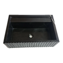 Toros Black Marble Wall-Mount Bathroom Vanity Sink Fluted (W)16" (L)24" (H)7" Toros Black Marble Wall-Mount Bathroom Vanity Sink Fluted (W)16" (L)24" (H)7"