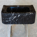 Toros Black Marble Rectangular Wall-mount Polished Sink (W)12" (L)19" (H)7" Toros Black Marble Rectangular Wall-mount Polished Sink (W)12" (L)19" (H)7"