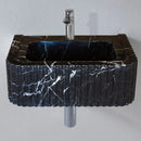 Toros Black Marble Rectangular Wall-mount Polished Sink (W)12" (L)19" (H)7" Toros Black Marble Rectangular Wall-mount Polished Sink (W)12" (L)19" (H)7"