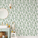 Hand Painted Botanical Green Leaves Wallpaper Hand Painted Botanical Green Leaves Wallpaper