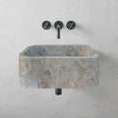 Tundra Gray Marble Rectangular Wall-mount Bathroom Sink (W)12" (L)18" (H)7" Tundra Gray Marble Rectangular Wall-mount Bathroom Sink (W)12" (L)18" (H)7"