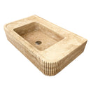 Tuscany Walnut Travertine Wall-mount Bathroom Vanity Sink Ribbed Textured Front Tuscany Walnut Travertine Wall-mount Bathroom Vanity Sink Ribbed Textured Front