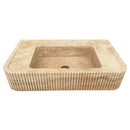 Tuscany Walnut Travertine Wall-mount Bathroom Vanity Sink Ribbed Textured Front Tuscany Walnut Travertine Wall-mount Bathroom Vanity Sink Ribbed Textured Front