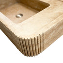 Tuscany Walnut Travertine Wall-mount Bathroom Vanity Sink Ribbed Textured Front Tuscany Walnut Travertine Wall-mount Bathroom Vanity Sink Ribbed Textured Front