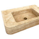 Tuscany Walnut Travertine Wall-mount Bathroom Vanity Sink Ribbed Textured Front Tuscany Walnut Travertine Wall-mount Bathroom Vanity Sink Ribbed Textured Front