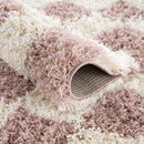 Atira Pink Checkered Shag Rug Atira Pink Checkered Shag Rug