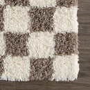Atira Brown Checkered Area Rug Atira Brown Checkered Area Rug