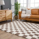 Atira Brown Checkered Area Rug Atira Brown Checkered Area Rug