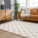 Atira Light Brown Checkered Area Rug Atira Light Brown Checkered Area Rug