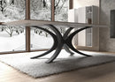 Unique Shape Metal Table Base/Legs Matte Black (D)28.5" (H)28" (W)55" tabletop view  Unique Shape Metal Table Base/Legs Matte Black (D)28.5" (H)28" (W)55" tabletop view