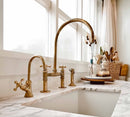 Unlacquered Brass Kitchen Faucet - 8" Bridge Faucet Unlacquered Brass Kitchen Faucet - 8" Bridge Faucet