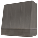 Stained Gray Wood Range Hood With Angled Strapped Front and Block Trim - 30", 36", 42", 48", 54" and 60" Widths Available Stained Gray Wood Range Hood With Angled Strapped Front and Block Trim - 30", 36", 42", 48", 54" and 60" Widths Available