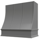 Grey Wood Range Hood With Sloped Strapped Front and Decorative Trim - 30", 36", 42", 48", 54" and 60" Widths Available Grey Wood Range Hood With Sloped Strapped Front and Decorative Trim - 30", 36", 42", 48", 54" and 60" Widths Available